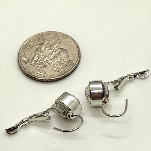 Monet Silver Tone CZ Solitaire Choker Necklace & Leverback Earrings Set Signed - Picture 8 of 10